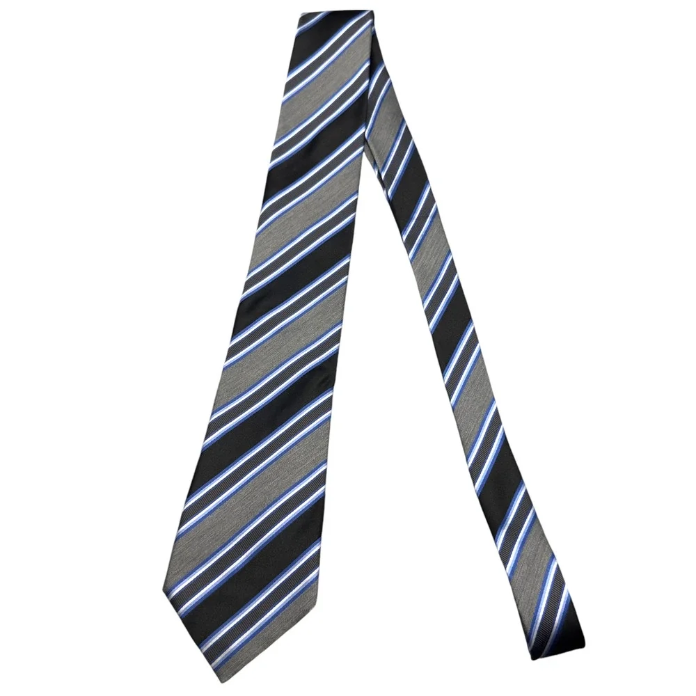 Ascot 100% Silk Dress Tie Made in Italy Bold Abstract‎ Stripe Pattern 60